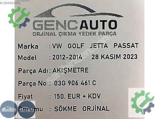 Volkswagen Golf Hava Akışmetre 03G906461 çıkma parça