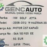 VW GOLF JETTA MOTOR ÜST KAPAĞI BAKALİT SIFIR İTH OEM 06A103925 E