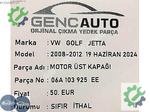Volkswagen Golf Bakalit 06A103925 çıkma parça