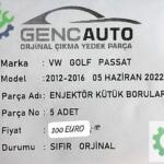 VW GOLF PASSAT ENJEKTÖR KÜTÜK BORULARI SIFIR ORJİNAL 5 ADET