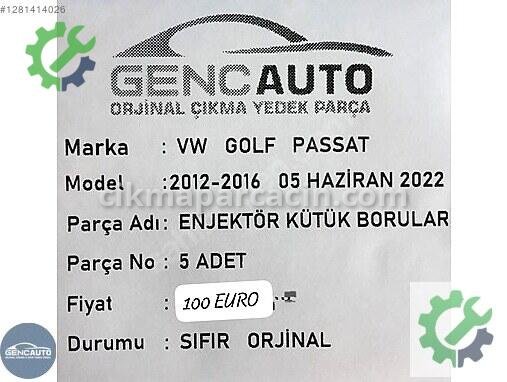 Volkswagen Passat Enjektör Kütüğü çıkma parça