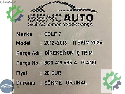 Volkswagen Passat Bakalit 6C0419685A çıkma parça