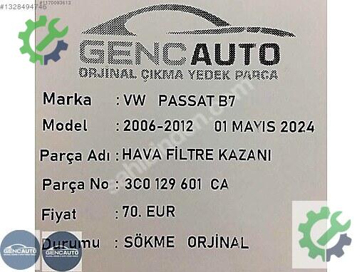 Volkswagen Passat Hava Filtresi 3C0129601 çıkma parça