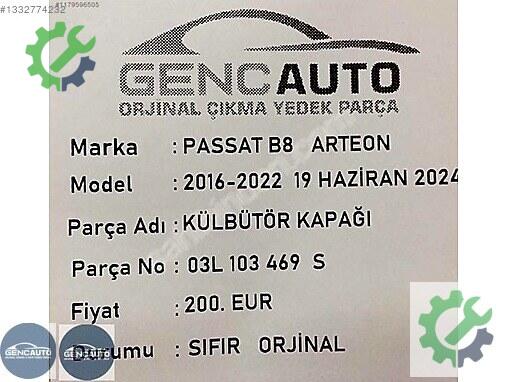 Volkswagen Passat Külbütör Kapağı 03L103469 çıkma parça