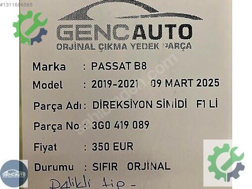 Volkswagen Passat Direksiyon Simidi 3G0419089 çıkma parça