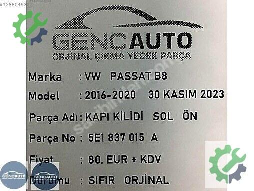 Volkswagen Passat Kapı Kilidi 5E1837015 çıkma parça