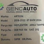 VW PASSAT B8 REFLEKTÖR ARKA TAMPON SIFIR ORJİNAL 3G0945106A SAĞ