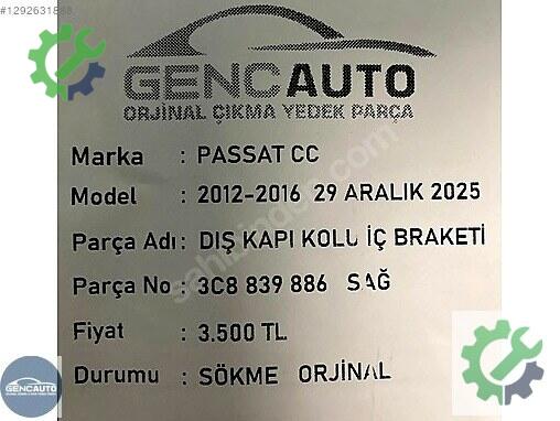 Volkswagen Passat Dış Kapı Kolu ORJ3C8839886 çıkma parça