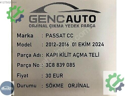 Volkswagen Passat Kapı 3C8839085 çıkma parça