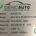 VW PASSAT CC KAPI KİLİDİ ARKA SÖKME ORJİNAL 5K4839016 M SAĞ
