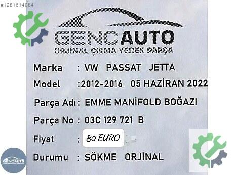 Volkswagen Passat Emme Manifoldu 03C129721B çıkma parça