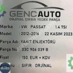 VW PASSAT YAKIT ENJEKTÖRÜ SIFIR ORJİNAL OEM 03C906039 B