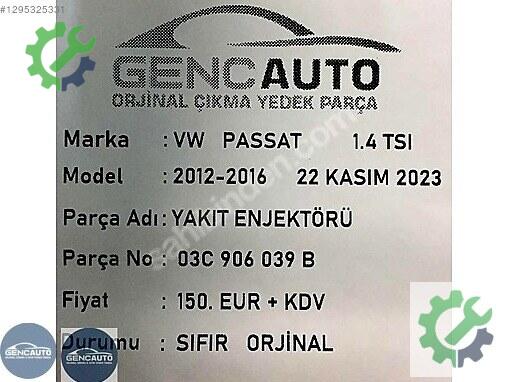 Volkswagen Passat Enjektör 03C906039 çıkma parça