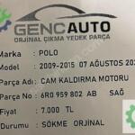 VW POLO CAM KALDIRMA MOTORU SÖKME ORJ 6R0959802 AB SAĞ