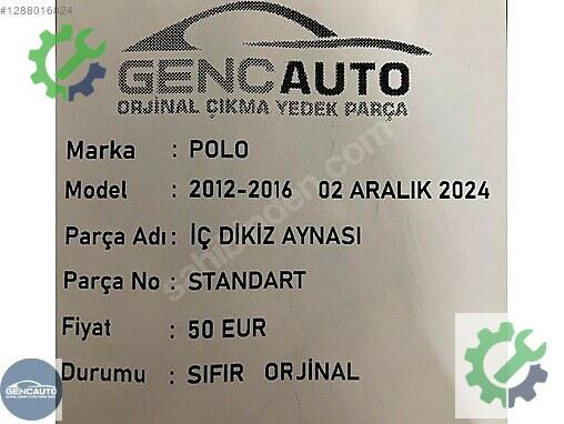 Volkswagen Polo İç Ayna çıkma parça