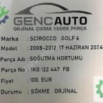 VW SCİROCCO GOLF 6 SĞUTMA HORTUMU OEM 1K0122447 FB