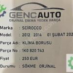 VW SCİROCCO KLİMA BORUSU SÖKME ORJİNAL 1K0820743