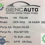 VW TİGUAN BAGAJ KİLİDİ SÖKME ORJİNAL OEM 5NA827505