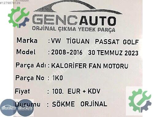 Volkswagen Tiguan Klima Evaporatör çıkma parça