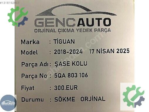 Volkswagen Tiguan Şase Kolu 5QA803106 çıkma parça