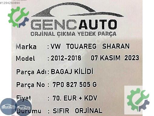 Volkswagen Touareg Bagaj Kilidi 7P0827505 çıkma parça