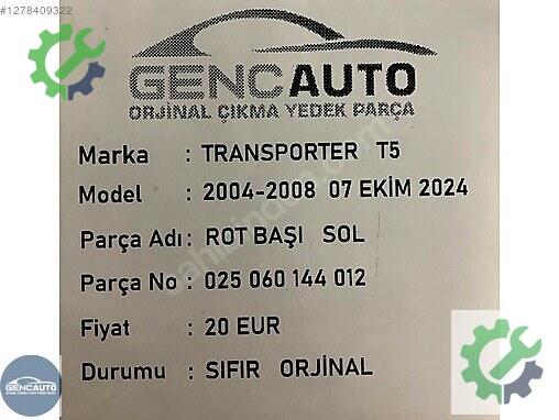 Volkswagen T-Cross Askı Rotu 025060144012 çıkma parça