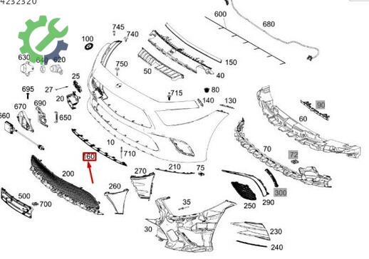 Mercedes-Benz CLS Tampon Izgara Çıtası 2578850302 çıkma parça