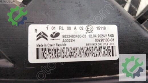 Citroen C3 Gündüz Farı (DRL) 9833480480 çıkma parça