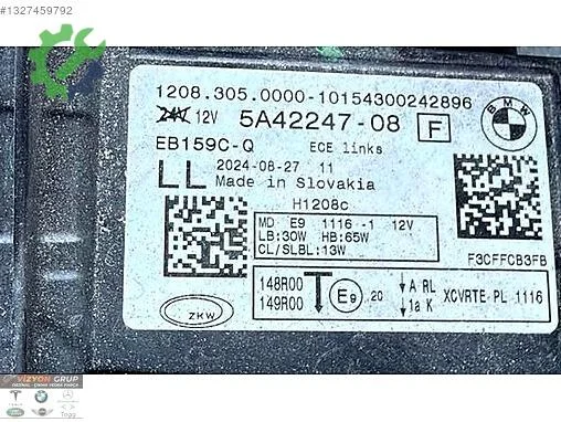 BMW 2 Serisi Sol Ön Far 5A42247 çıkma parça