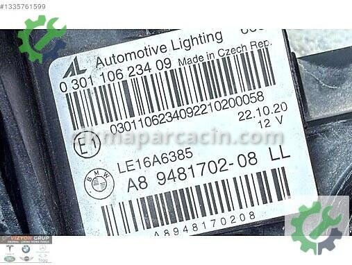 BMW 3 Serisi Sağ Ön Far 9481702 çıkma parça