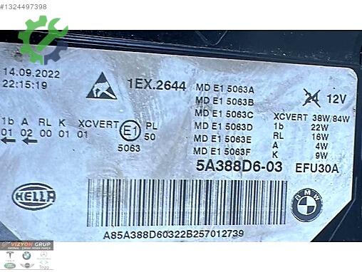 BMW 5 Serisi Far 5A388D5-04 çıkma parça
