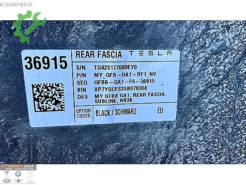 Tesla Model Y Arka Tampon çıkma parça