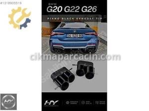 BMW G20 G22 G23 G26 Uyumlu Piano Black Çift Çıkış Egzoz Ucu Seti
