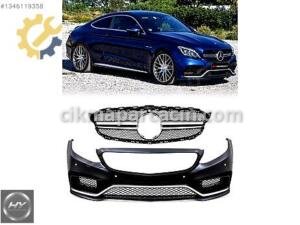 Mercedes C Serisi W205 C63 AMG Gümüş Detaylı Ön Tampon Panjur