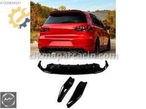 VW Golf 6 GTI 2008-2012 Arka Difüzör & Yan Flap Seti Piano Black